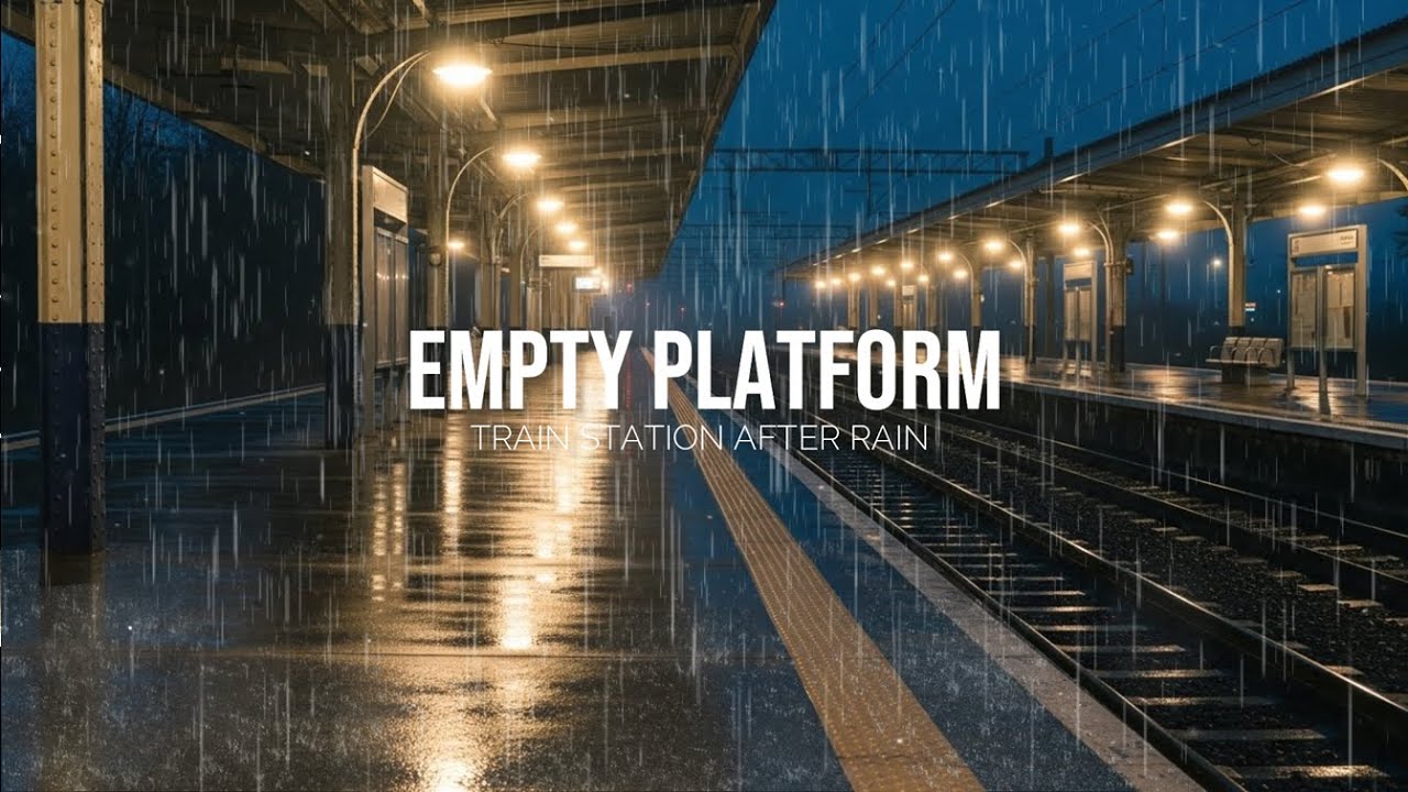 After Rain at an Empty Train Station — Peaceful Night Rain Ambience for Sleep