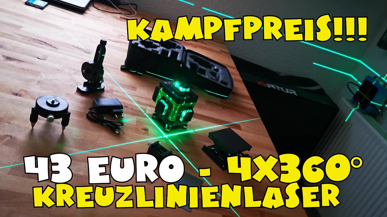 TOMTOP 4D 4x360° Kreuzlinienlaser mit reichlich Zubehör