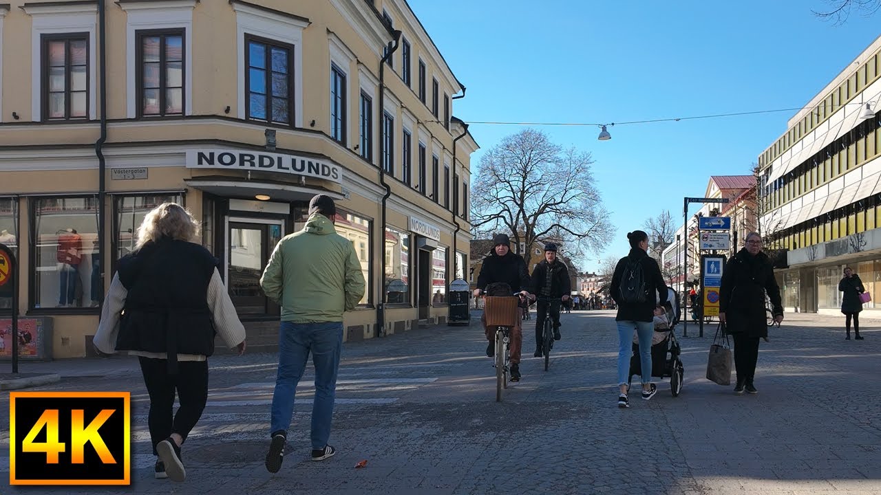 4K Friday afternoon city walk in Växjö, Sweden