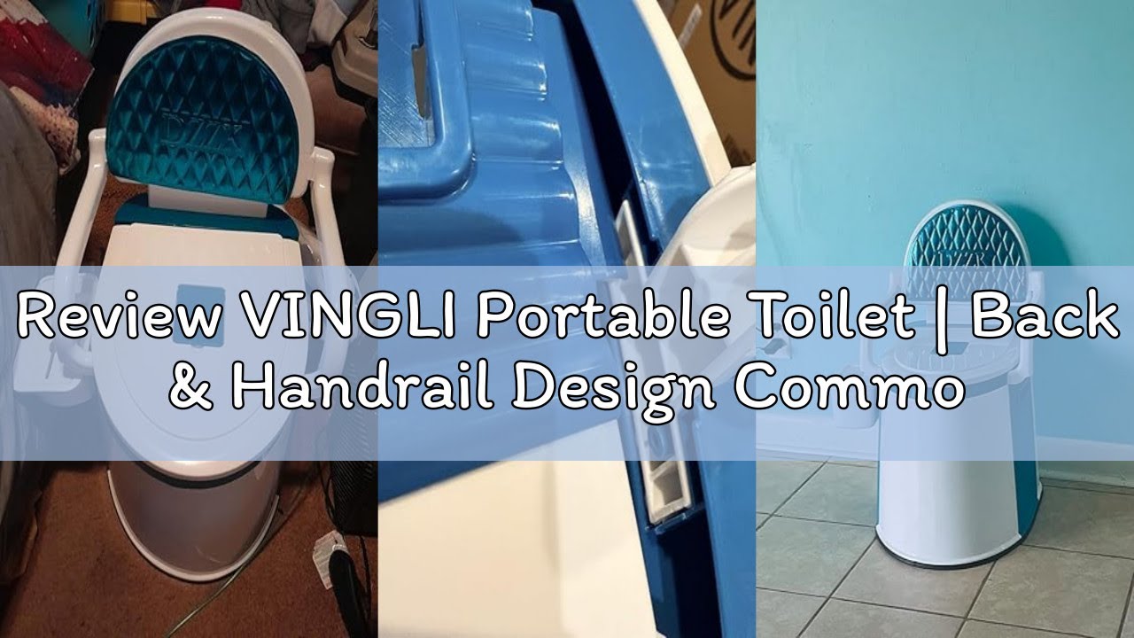 Review VINGLI Portable Toilet | Back & Handrail Design Commode with 5 Gallon Bucket Inner, Camping R