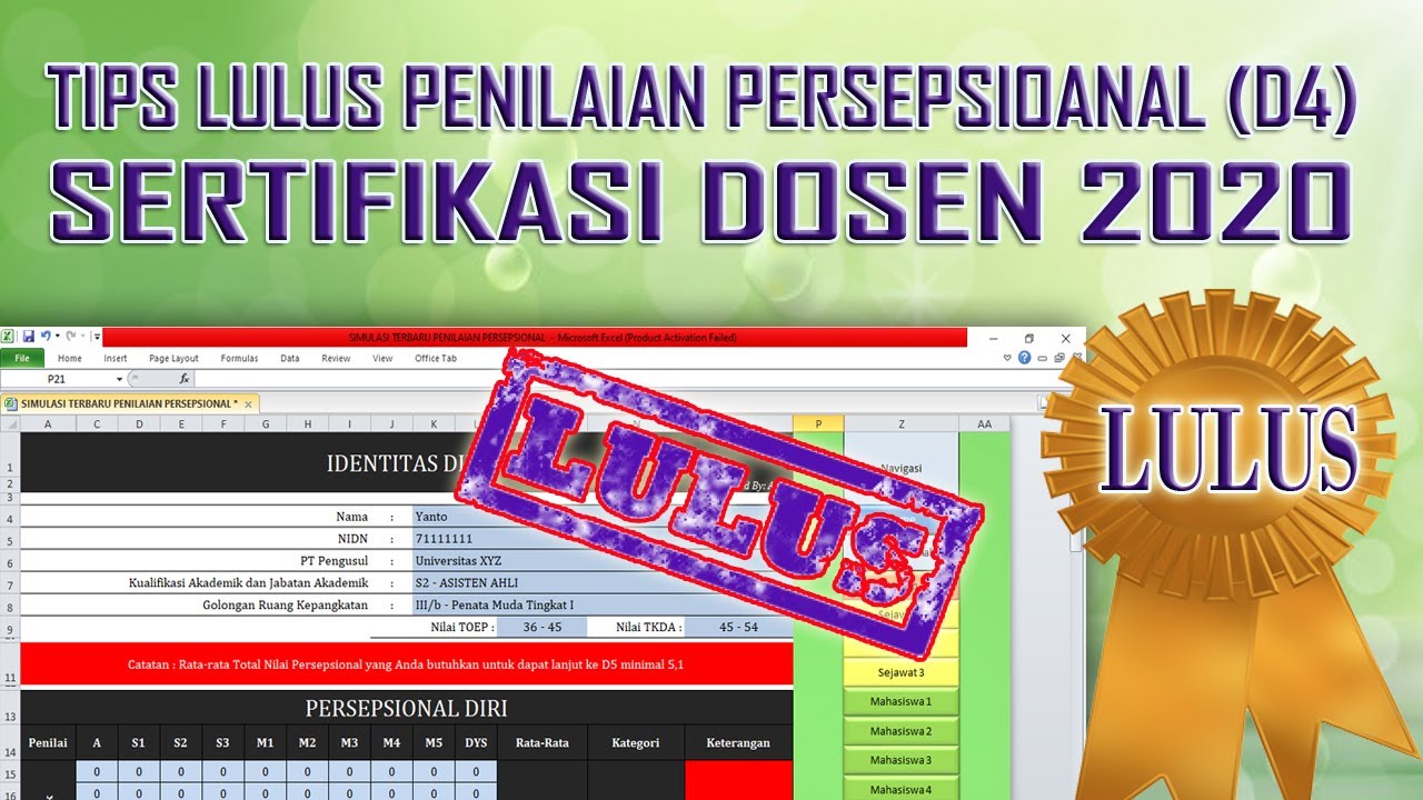 TIPS DAN TRIK PENILAIAN PERSEPSIONAL LULUS SERDOS 2020 DISERTAI SIMULASI PENJELASAN