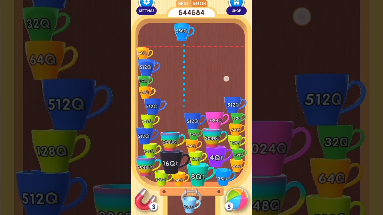 2048 Balls World Record! Score: 544584 Max Ball: 16Qt #NataloSaQt