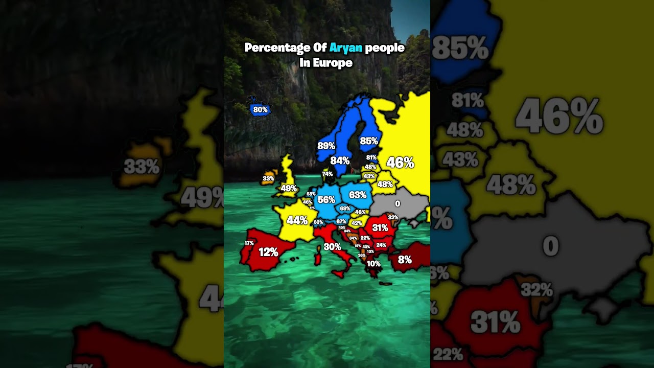 Percentage of Aryan people in Europe #europe #geographers #fact #aryan #history