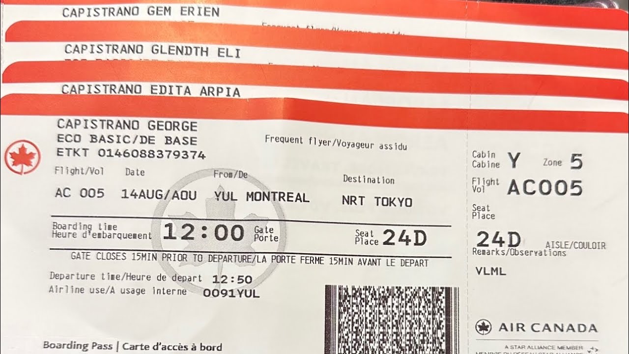 YUL Montreal Canada to NRT Tokyo Japan