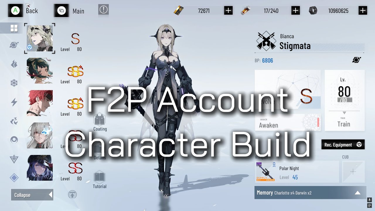 Punishing Gray Raven (Global) Bianca Stigmata S Selector Character Build F2P Account #pgr #bianca