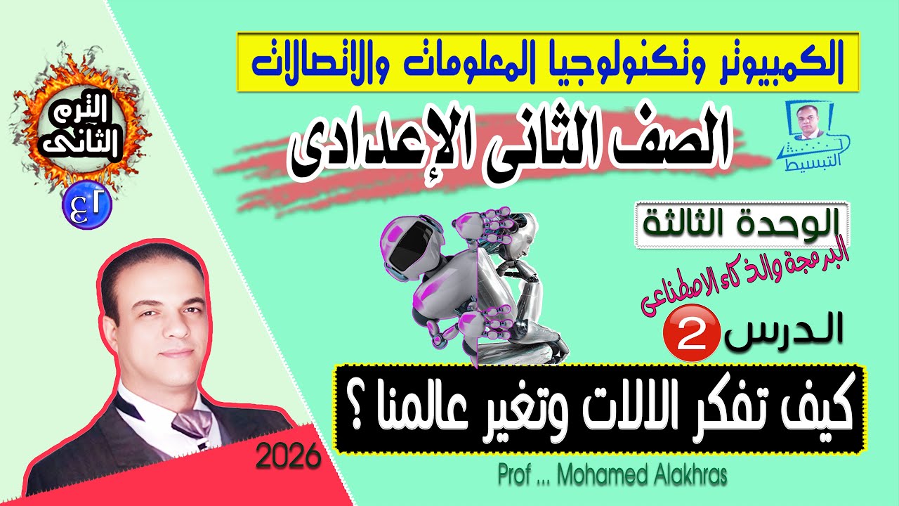 صف 2 ع ترم ثانى وحدة 3 درس 2 كيف تفكر الالات وتغير عالمنا الكمبيوتر وتكنولوجيا المعلومات