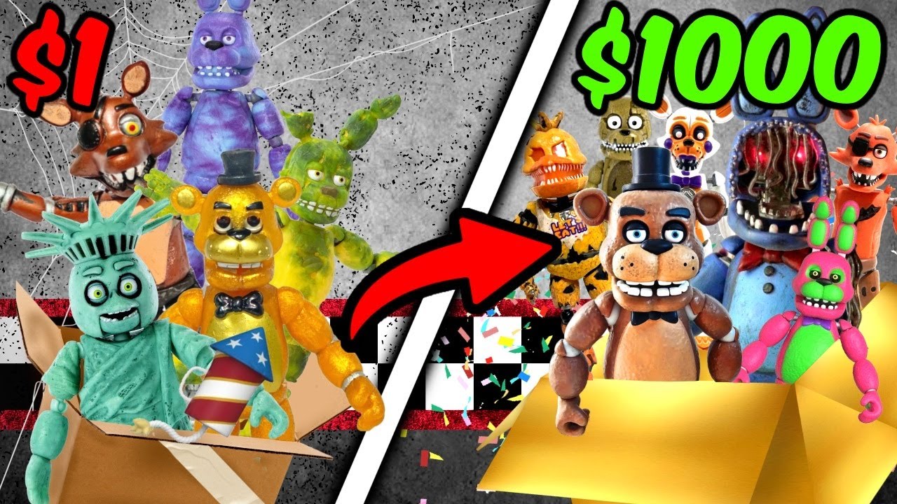 $1 VS $1000 FNAF Action Figure Mystery Box