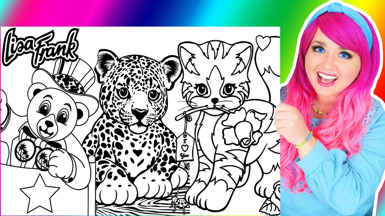 Coloring Lisa Frank Rainbow Animals Coloring Pages | Leopard, Bear & Cat Coloring Videos
