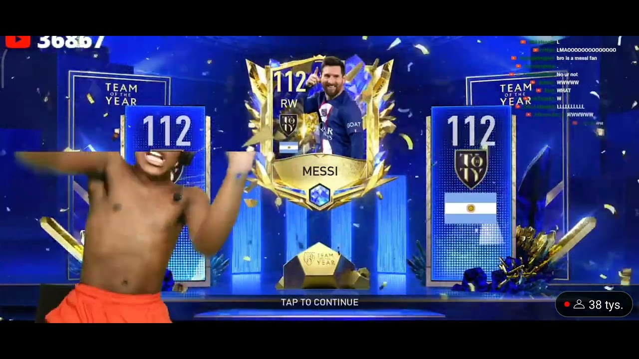 ISHOWSPEED PACKS UTOTY MESSI IN FIFA MOBILE!!! *Messi fan* 😂😂😂