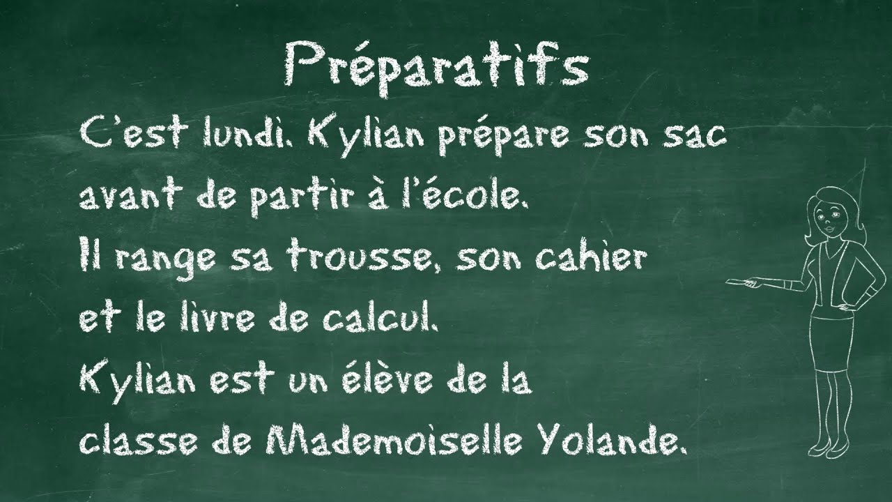Préparatifs -   - Dictée à thème CE1, 7 à 9 ans, FLE begginer, Learn french