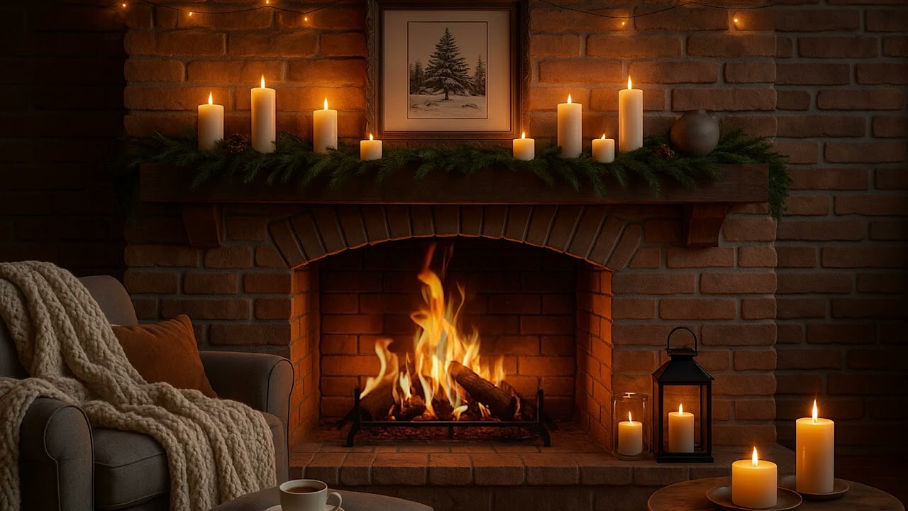 Cozy Christmas Fireplace Ambience | Warm Fire, Soft Lights & Relaxing Christmas Music