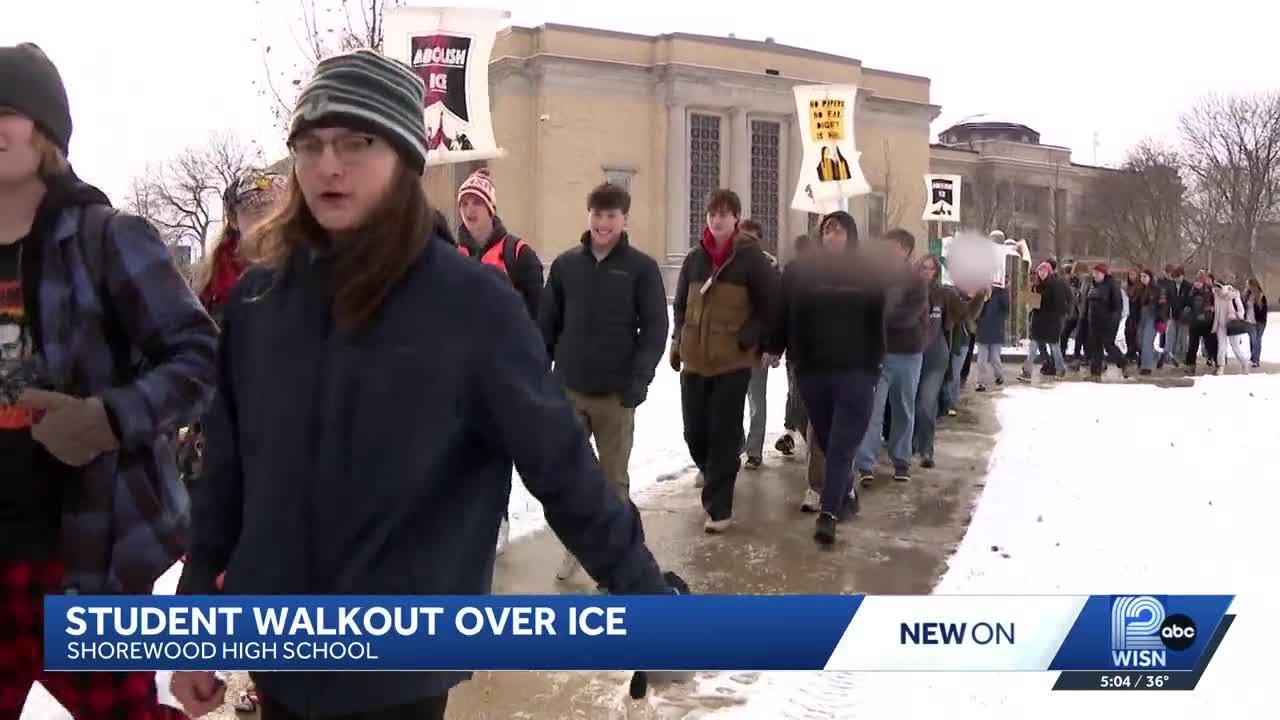 Shorewood students walk out of school, protest ICE