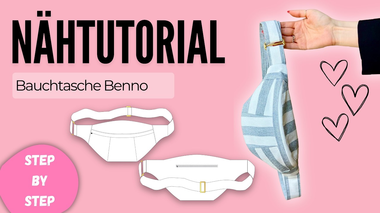 N&auml;htutorial Bauchtasche Benno Deutsch / 3 Gr&ouml;&szlig;en / DIY / mit Schnittmuster