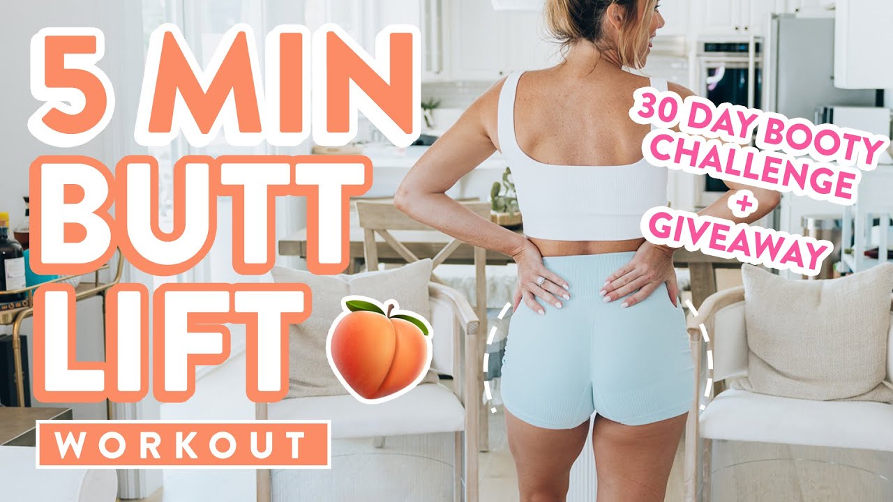 5 Minute BUTT LIFT Workout 🍑 booty challenge + GIVEAWAY