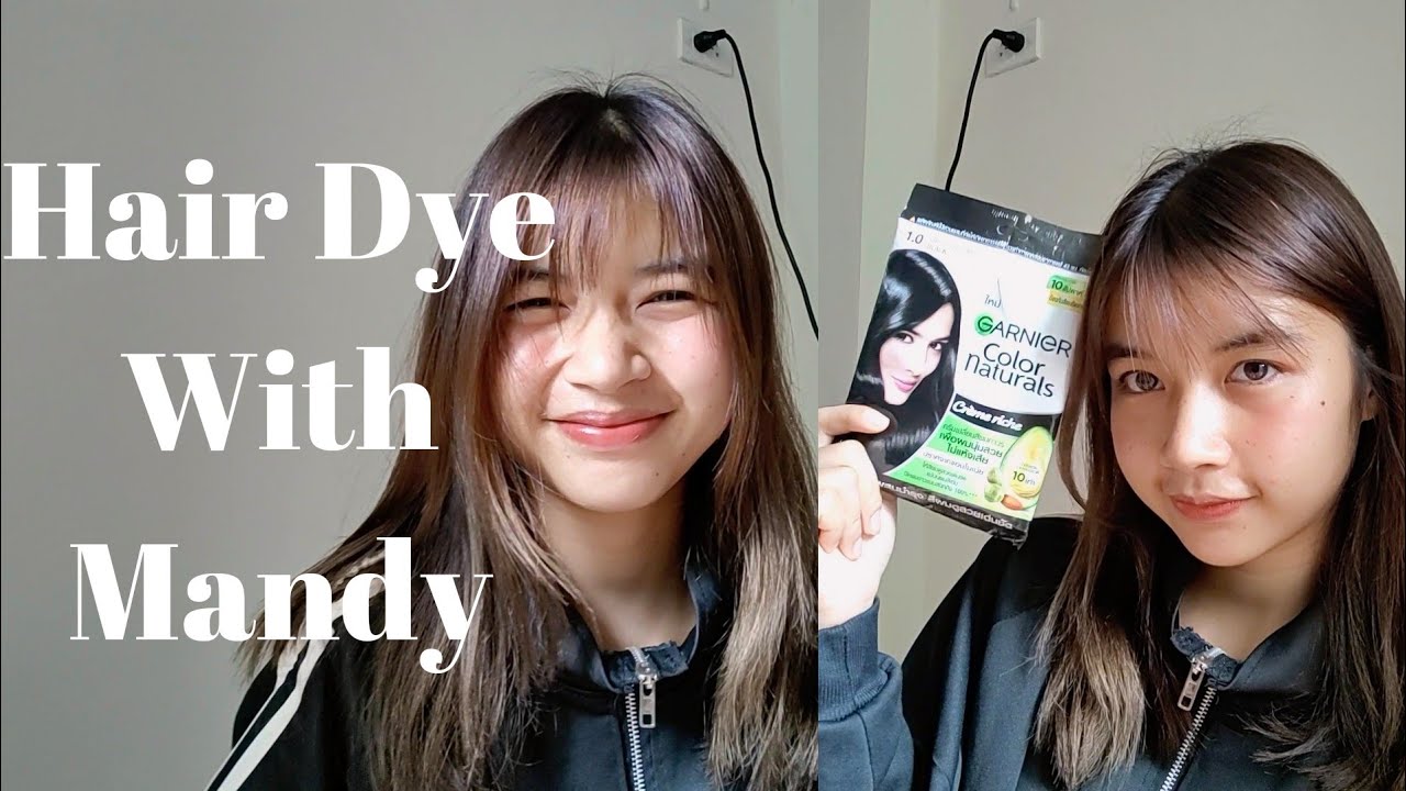 Hair Dye With Me รีวิวครีมย้อมผมการ์นิเย่สีดำ😉🖤