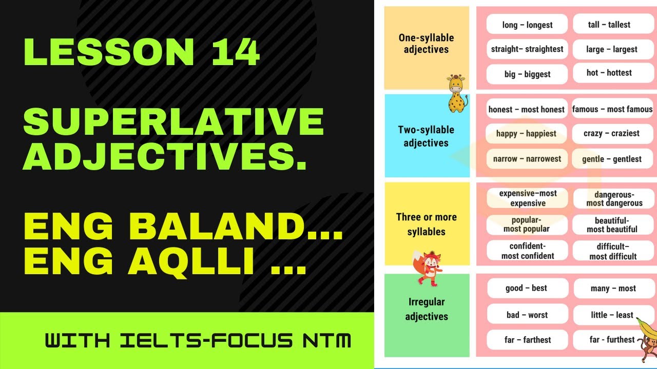 14 dars - Sifatlarning orttirma darajasi. Superlative forms of adjectives.