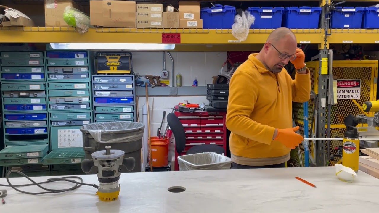 How to | Routering out a Corian undermount sink base (Step 1)
