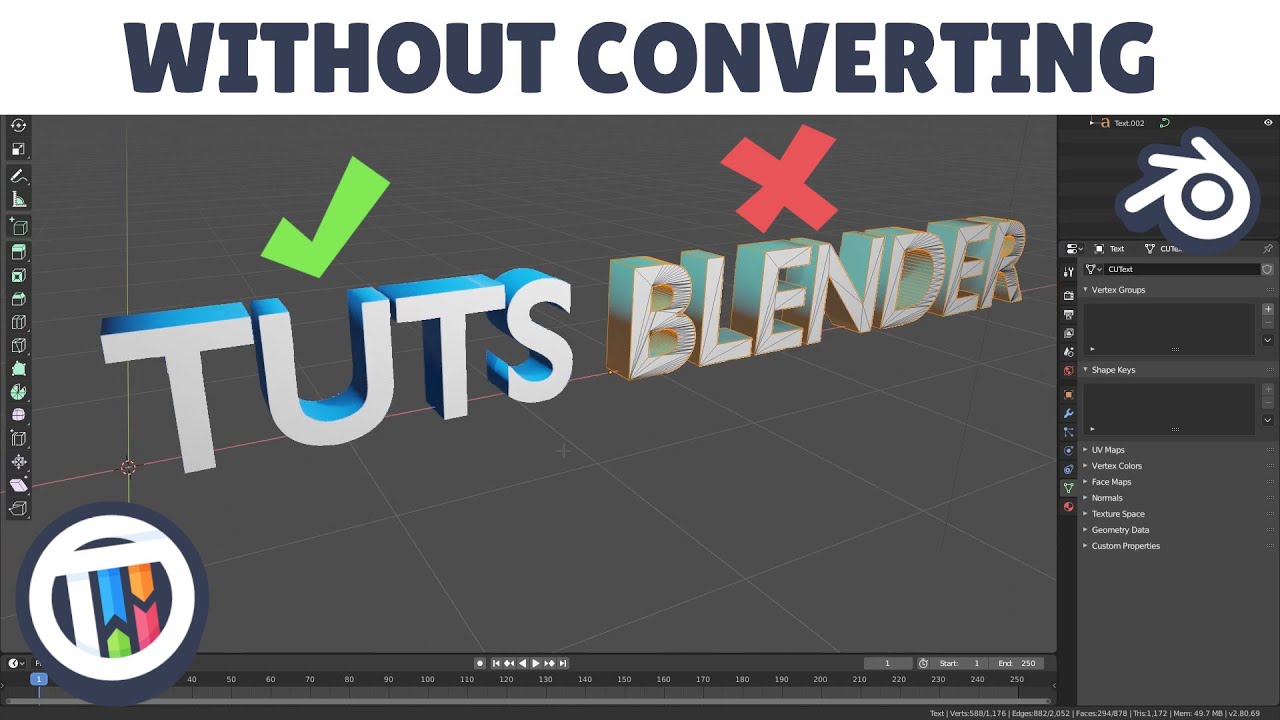 How to modify text WITHOUT converting to a mesh in Blender 2.8 Eevee | TutsByKai
