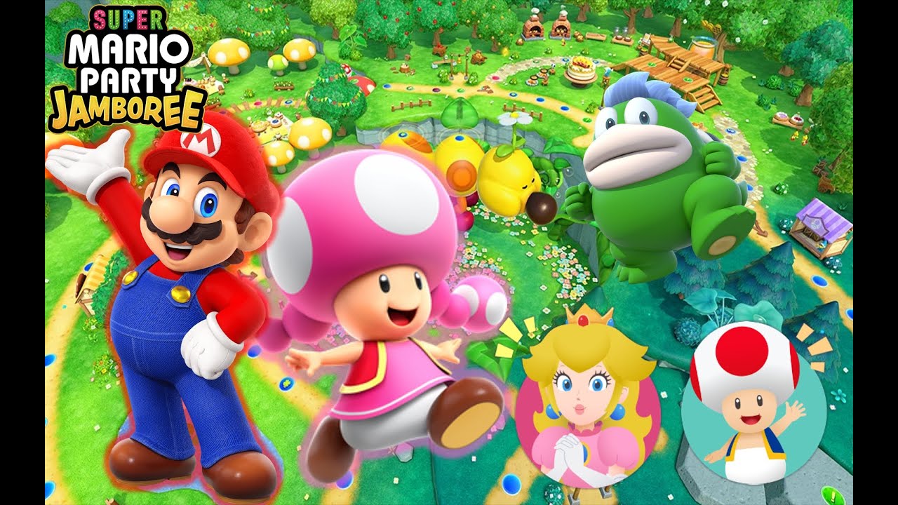 Super Mario Party Jamboree - Mario & Toadette vs Peach & Toad - Mega Wiggler's Tree Party