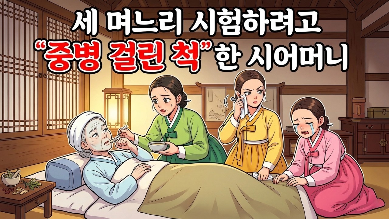 세 며느리 시험하려고 중병 걸린 척 한 시어머니 | 야담, 설화, 민담, 전설, 옛날이야기, 수면동화, 전래동화