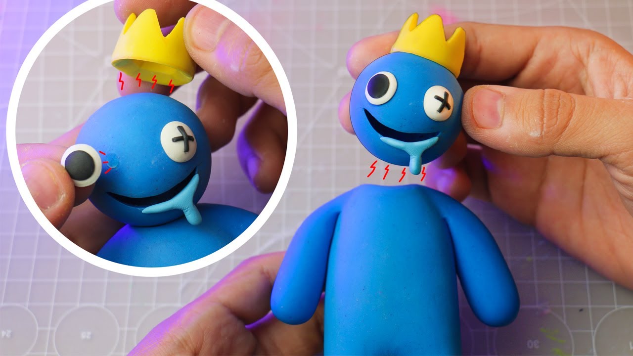 Making: BLUE - RAINBOW  FRIENDS  WITH MAGNETS!!!! ✔POLIMER CLAY