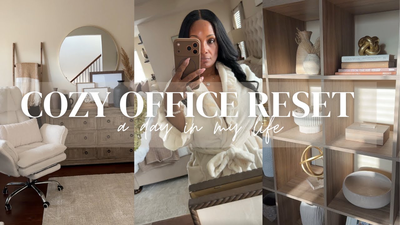 HOUSE TO HOME | COZY HOME OFFICE REFRESH | CLEAN WITH ME, ORGANIZE & TIKTOK SHOP HAUL + COZY DINNER