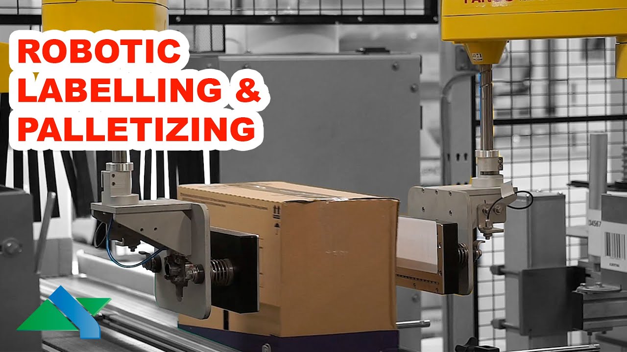 Robotic labelling and palletizing: Robotic labelling with camera control I ALBERTINA Machinery