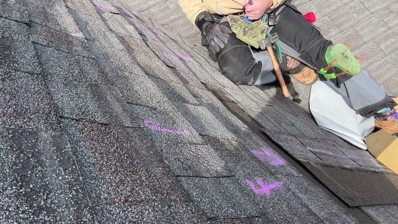 Damaged 4 shingles removing 2 