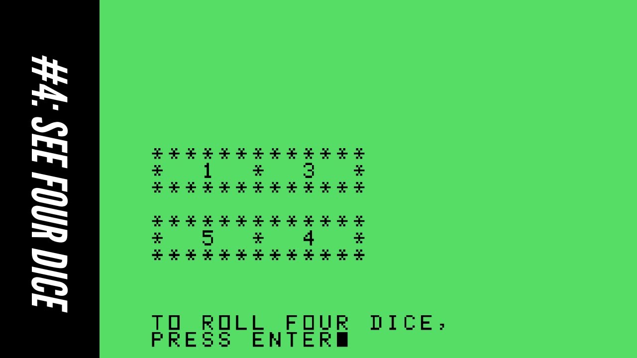 #4: See Four Dice (101 Programming Tips & Tricks for the Texas Instruments TI-99/4A Home Computer)