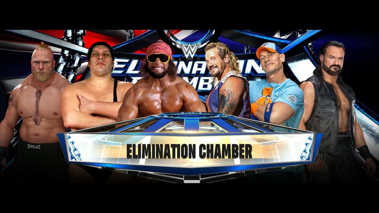 Brock vs Andre vs Macho vs DDP vs Cena vs Drew   Elimination Chamber Match from Down Under