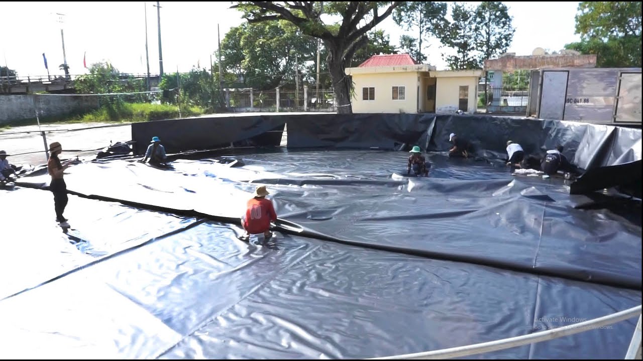 Quy Trình Hàn Bạt Ao Tròn Nổi 200m2 Gửi Khách Ở Xa|The Process of Welding Floating Pond For Shipping