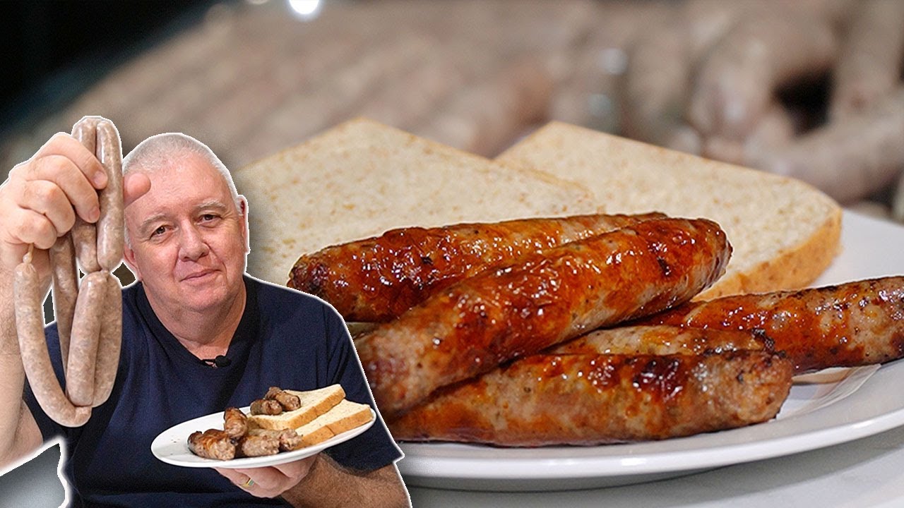 British pork sausage BANGER with BUTCHERS Rusk