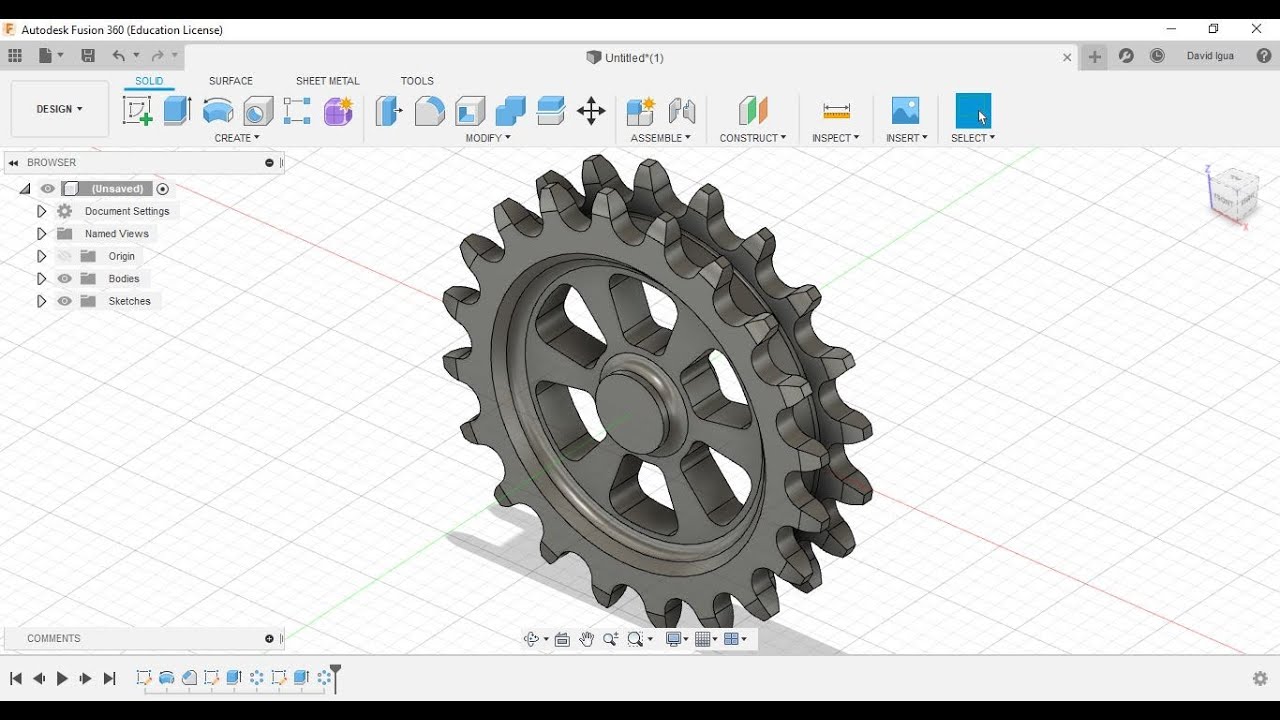 tutorial fusion 360 en español #7 piñón de cadena