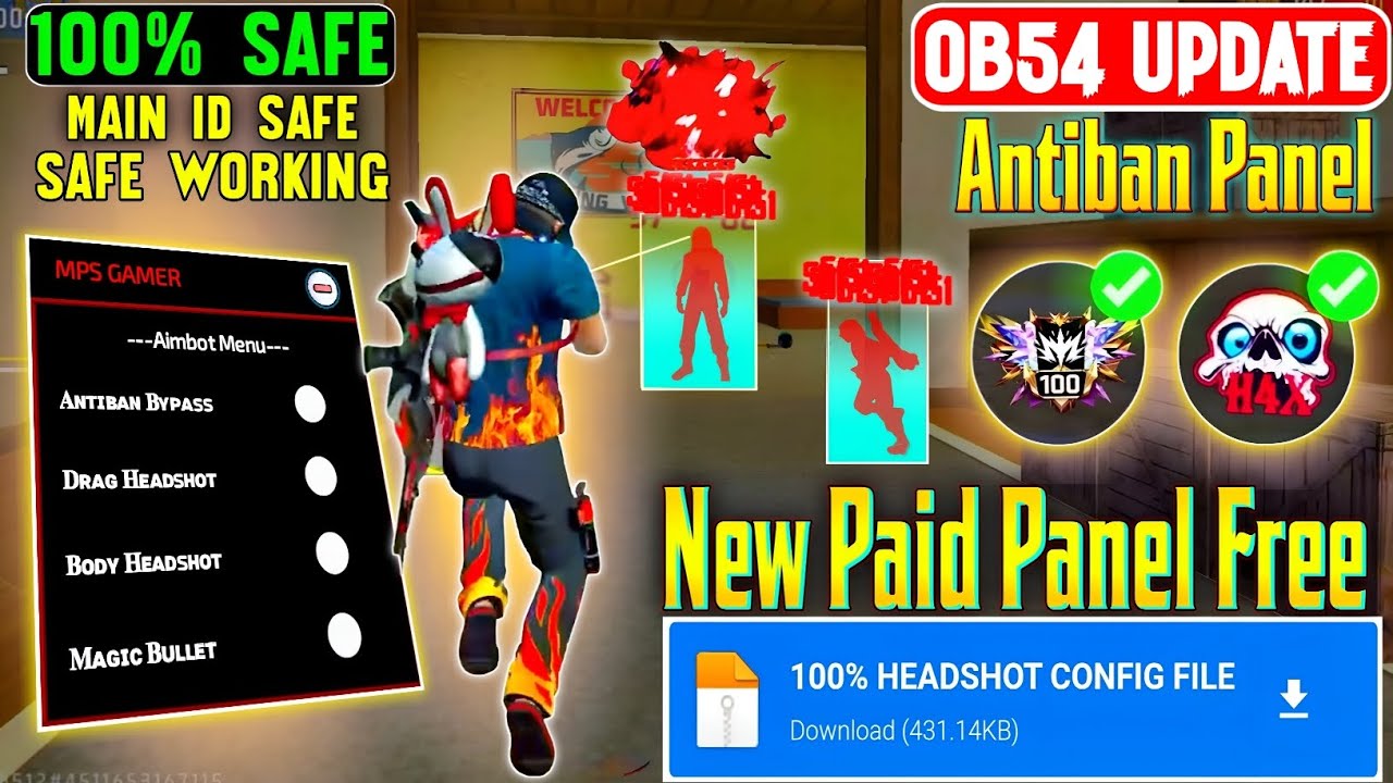 😱 Free Fire OB54 Antiban Headshot Panel 🔥 | Mod Menu + Injector OB54 100% Safe ✅ | #freefire #ob54