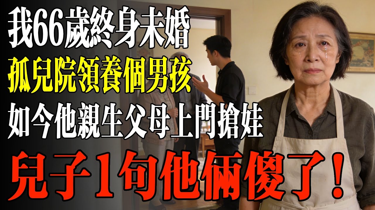 我66歲終身未婚，孤兒院領養個男孩，如今他親生父母上門搶娃，兒子1句他倆傻了！#幸福 #人生 #故事 #老年 #退休後 #情感 #人生感悟 #養生 #哲理 #老年生活