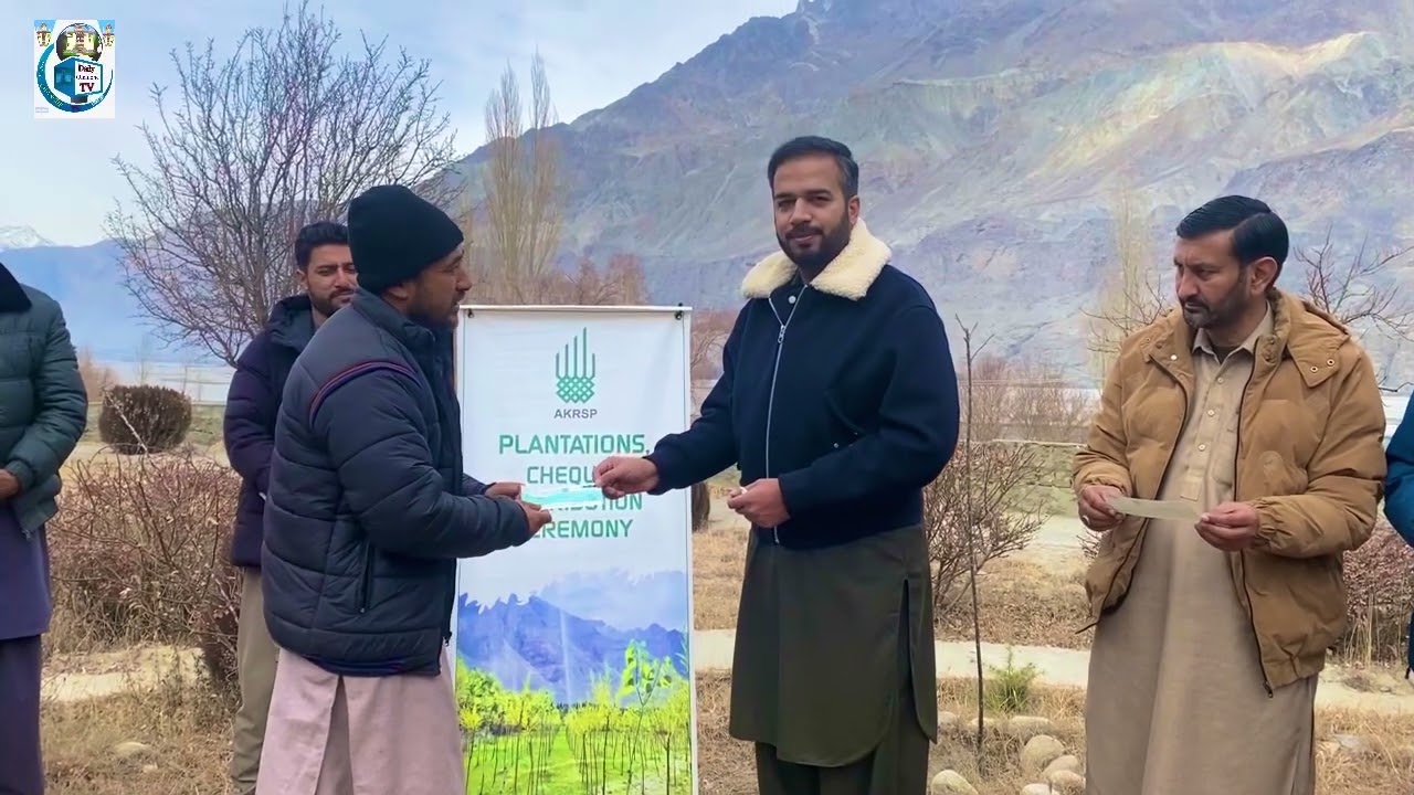 After the completion of the plantation, cheques were distributed among the farmers today from AKRSP