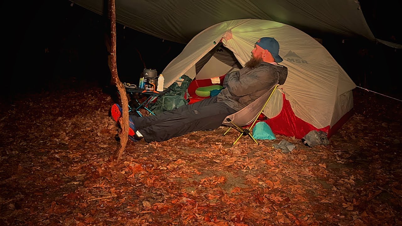 Ep.2 / WINTER CAMPING | MSR Hubba Hubba NX2 | Heavy rain with tarp.