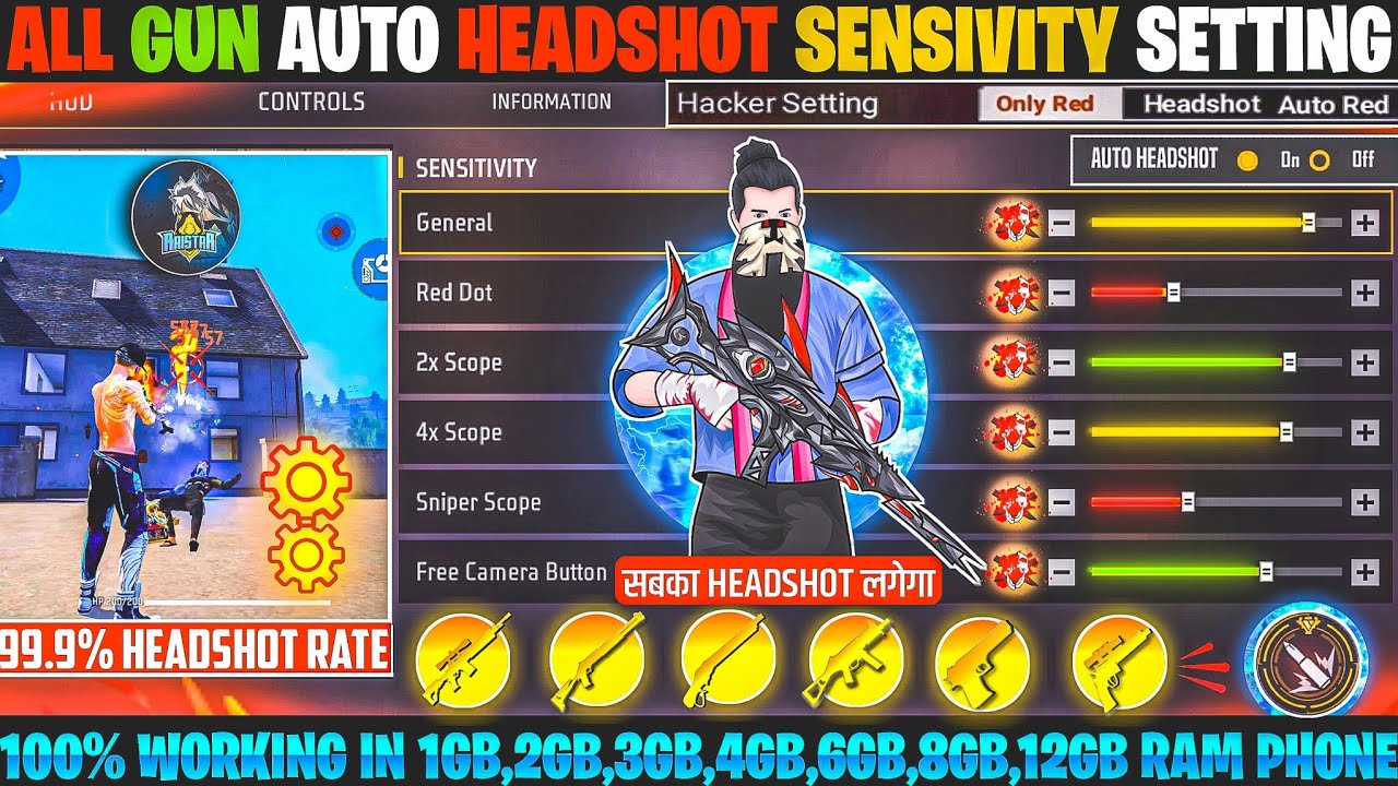 Free Fire Auto Headshot Trick 2026 Sensitivity | 2gb, 4gb, 6gb Ram Headshot Sensitivity Setting | FF