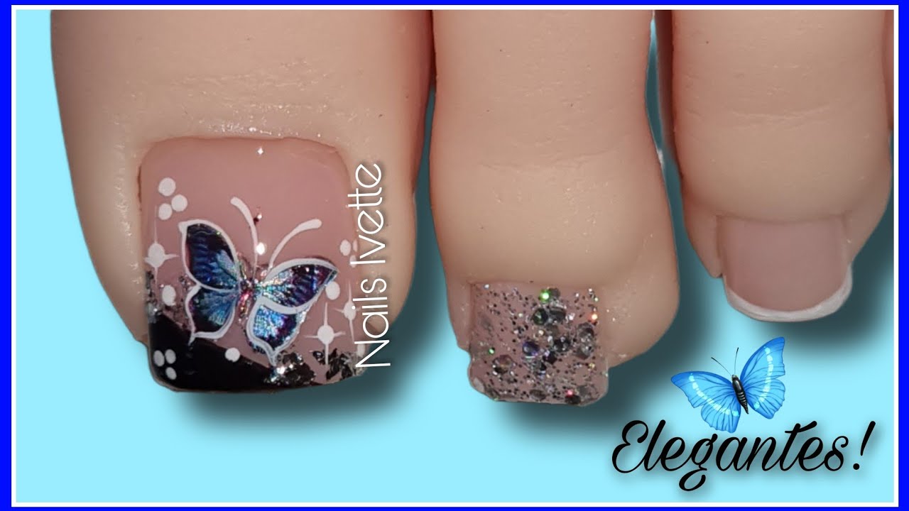 DISEÑO DE UÑAS PIES 👣 MUY FÁCIL! DISEÑO DE UÑAS SENCILLAS Y ELEGANTES PARA PIE / UÑAS DECORADAS PIE