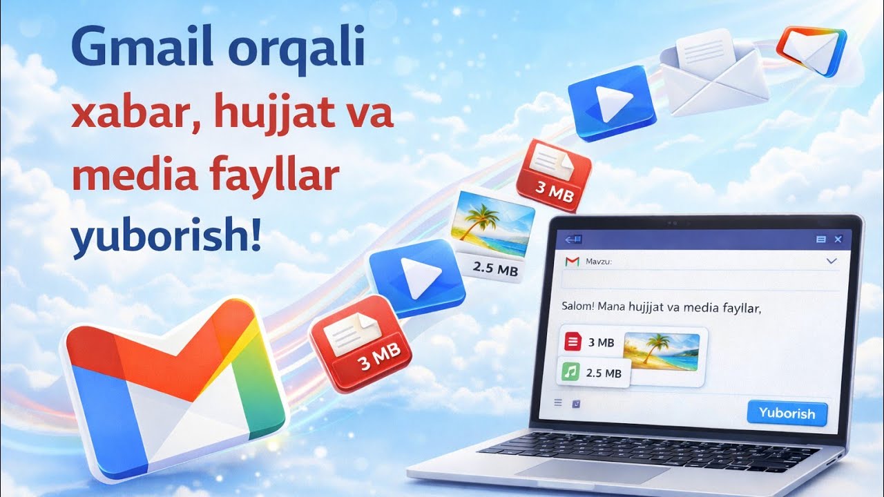 Gmail orqali xabar, hujjat va media fayllar yuborish