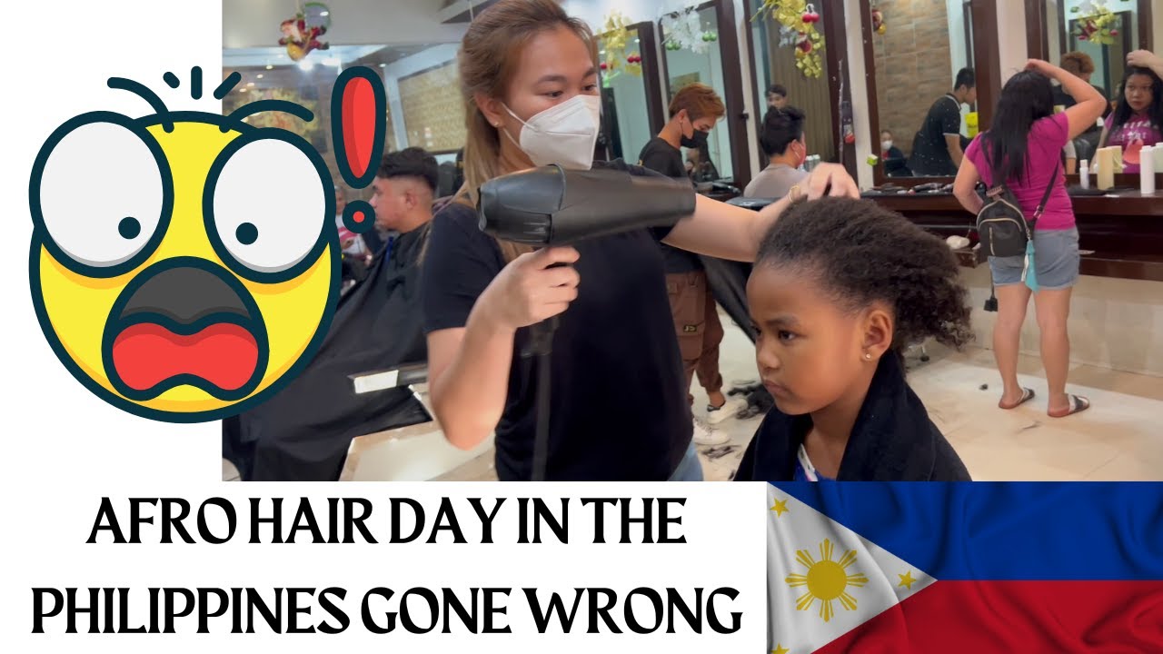 DISASTER AFRO HAIR DAY IN THE PHILIPPINES| TRYING A FILIPINO SALOON WITH OUR AFRO HAIR| AMBW VLOGS
