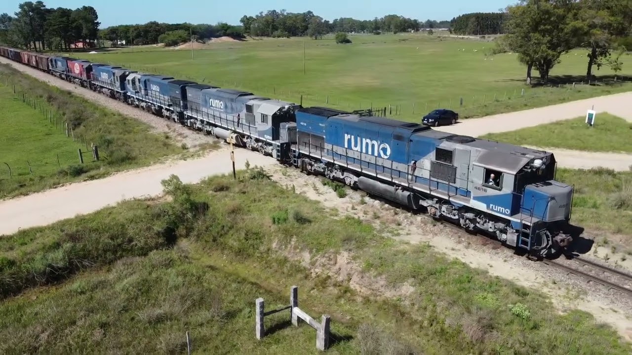 [DRONE/REPOST] SEIS LOCOMOTIVAS partindo de Rio Grande no interior gaúcho RUMO a Cruz Alta - RS!