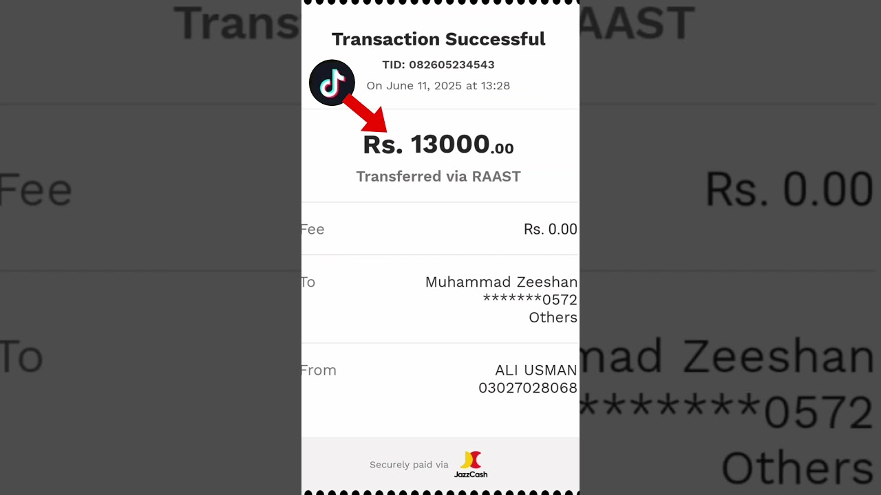 Tik Tok earning  make money transaction 13 June 2025