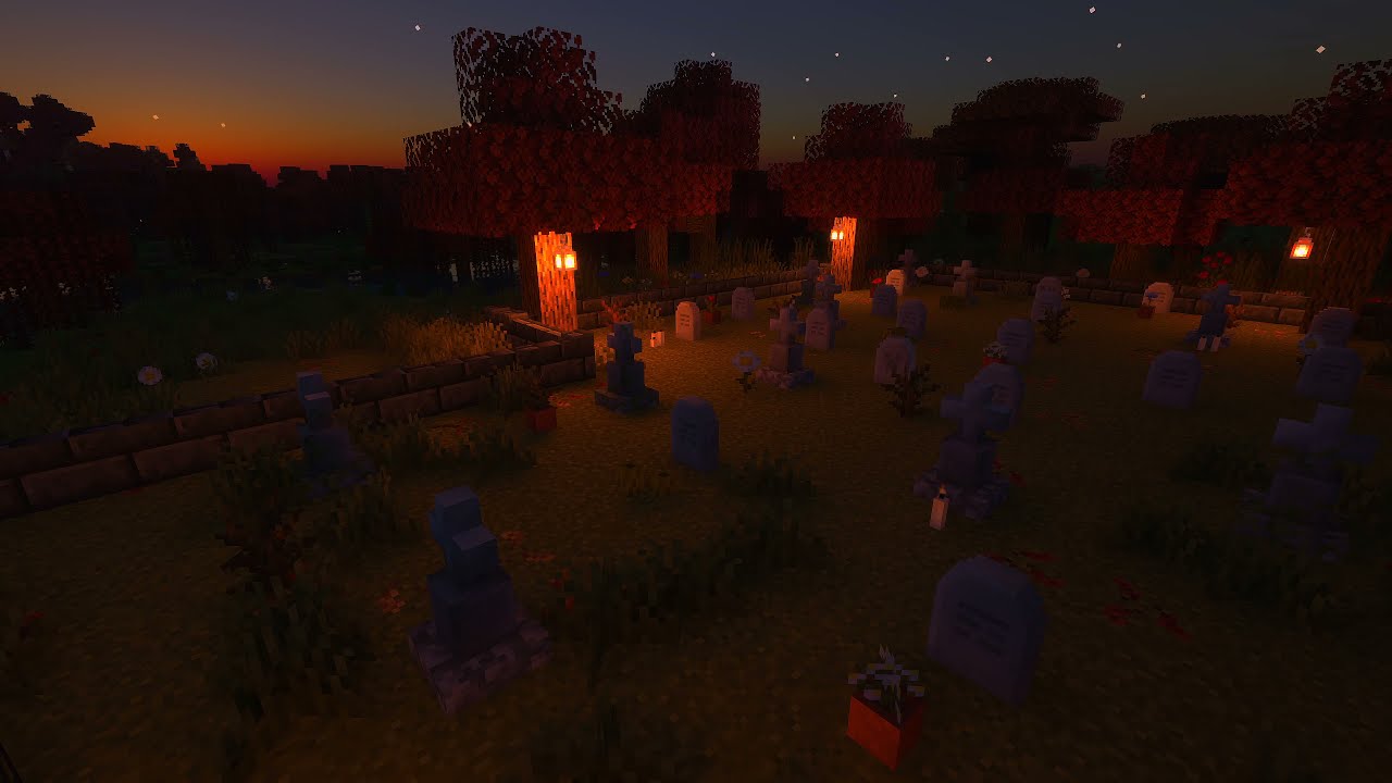 Minecraft Evening Graveyard Ambience with Relaxing Music