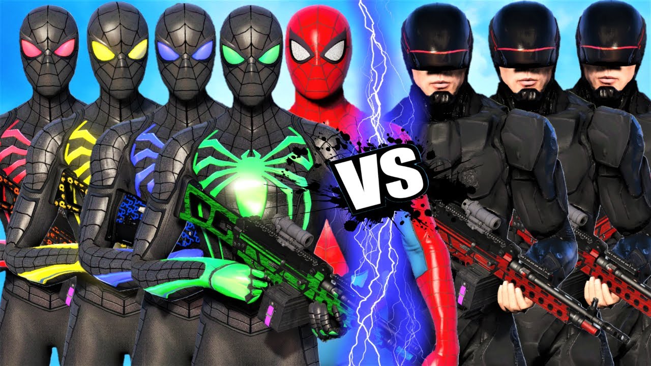 TEAM SPIDER-MAN VS ROBOCOP ARMY