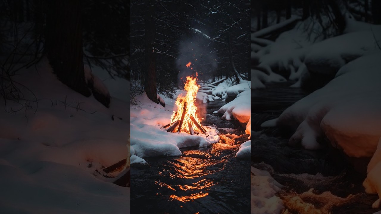 Relaxing Campfire & River Sounds 🔥❄️ Infinite Loop for Sleep & Meditation”
