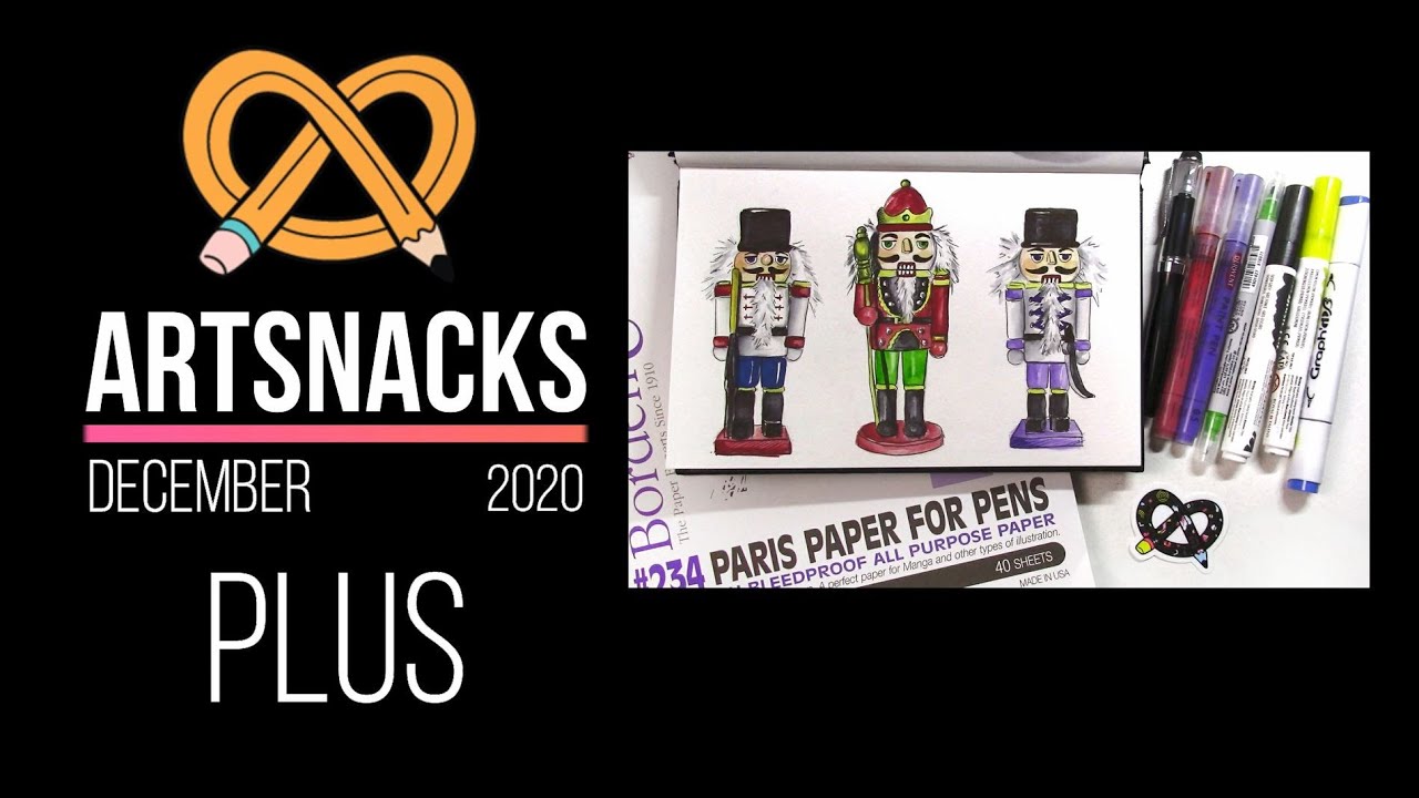 ARTSNACKS PLUS BOX December 2020 // unboxing, challenge, art supplies // Nutcrackers drawing demo