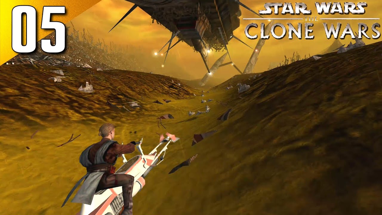 The Clone Wars: 100% (Jedi Master) Walkthrough Part 5 - Scrap Yard Pursuit (No Commentary)