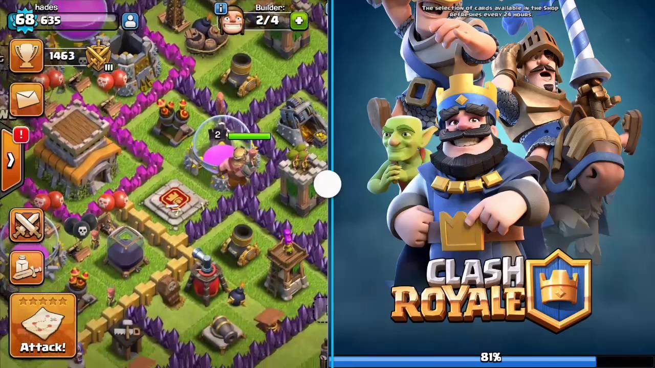 multi window on my samsung galaxy s4 GT-I9500 full working, clash of clans X clash royale