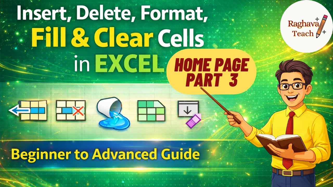 Insert, Delete, Format Cells in Excel | Complete Guide | MS Excel Part 3 | Raghava Teach